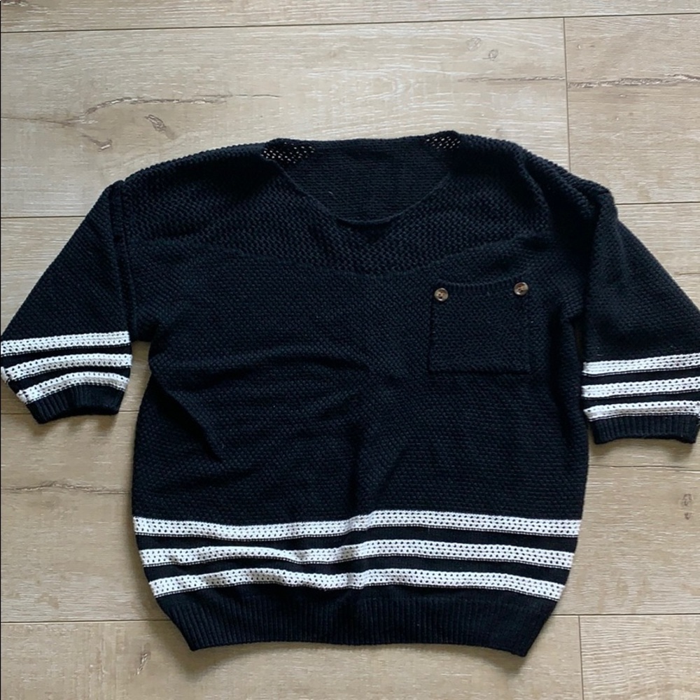 Black and white knit sweater